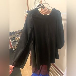 Black velvety soft dress with belt